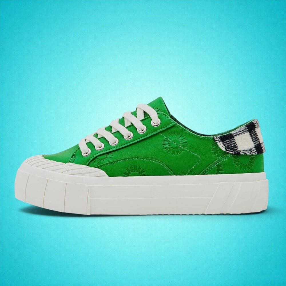 New Women's Desigual Leather Geometric Street Galactic Laced-up Sneakers, Size 8